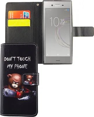 Produktbild von Handyhülle Tasche für Handy Sony Xperia XZ1 Schriftzug Bär mit Kettensäge