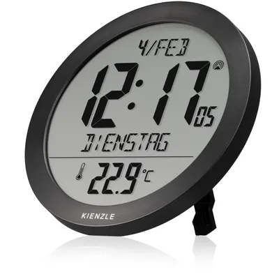 DCF Funkwanduhr 18,7 cm, schwarz, mit Innentemperatur