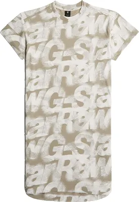 Zdjęcie produktu dla G-star Printed Loose Short Sleeve Dress Beige M Woman Beige M