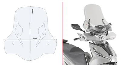 Immagine prodotto di Parabrezza GIVI intercambiabile trasparente 58x57cm per KYMCO Agility 300-350 R16