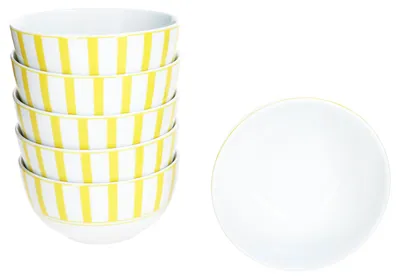 Zdjęcie produktu dla Split żółte paski 6x miska na płatki Ø14cm 400ml porcelana 6 osób miska deserowa w paski