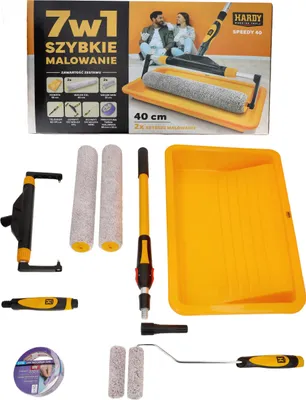 Immagine prodotto di Set da pittore Hardy 7 in 1 "Speedy 40" 9 pezzi. Vassoio per verniciatura 58 cm, rullo per verniciatura 40 cm, rullo per verniciatura 10 cm