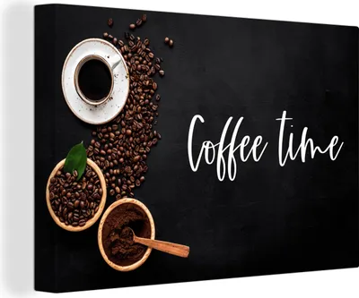 Produktbild von OneMillionCanvasses® - Leinwandbilder - 140x90 cm, Zitate - Sprichwörter - Kaffeezeit, Wandbilder Kunstdruck Wanddekoration - Foto auf Leinwand - Gemälde auf Holzrahmen
