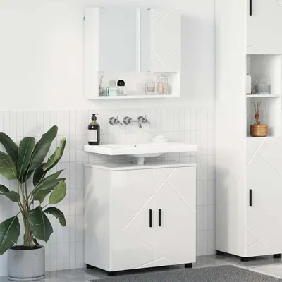 Imagen del producto de Maison Exclusive - Juego de muebles de baño, 2 piezas, blanco brillante, 61 x 35 x 64 cm