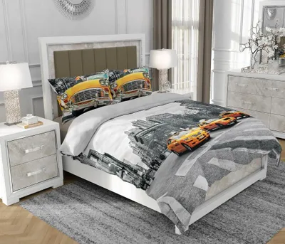 Immagine prodotto di Biancheria da letto 160x200 cm + 2x70x80 cm, set 3 pezzi, 100% cotone, cerniera, architettura, grigio - SOVIO | So.0105
