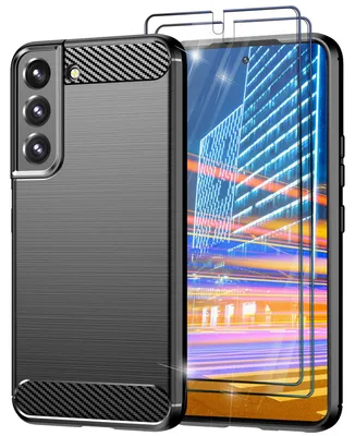 Zdjęcie produktu dla Etui o wyglądzie karbonu dla Samsung Galaxy S23 Plus, 2x szkło ochronne ekranu, czarne