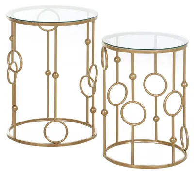 Produktbild von Beistelltisch 2er Set 2er-Set Couchtisch Glasplatte Wohnzimmertisch 2er-Set