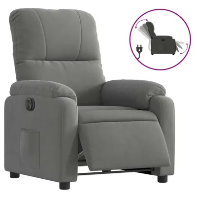 Imagen del producto de Sillón reclinable eléctrico tela de microfibra gris oscuro