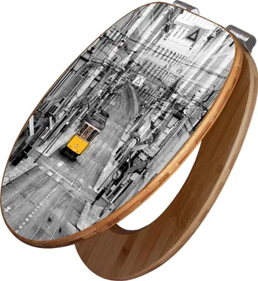 Zdjęcie produktu dla Deska sedesowa banjado Design z mechanizmem cichego opuszczania – model „Lissabon” – deska sedesowa z mechanizmem cichego opuszczania, wykonana z drewna i wysokiej jakości bambusa, pasująca do wszystkich popularnych modeli toalet [TDB2 11113]
