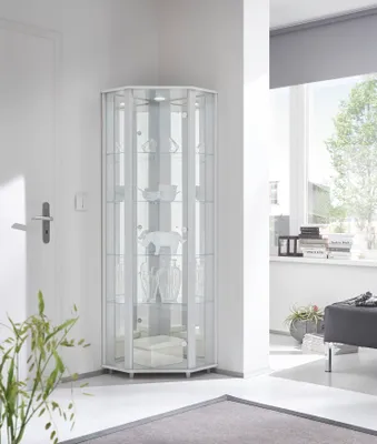 Produktbild von Eckvitrine Vitrinenschrank Glasvitrine Vitrine "Berlin I" Weiß