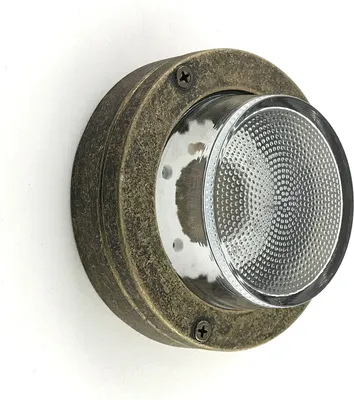 Produktbild von Wandleuchte außen Glas Messing G9 IP64 D: 14 cm in verwittert rund Maritim Kellerlampe