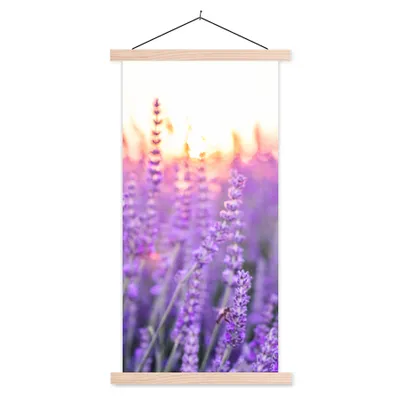 Produktbild von MuchoWow® Textilposter Lavendel - Nahaufnahme - Lila - Blumen 60x120 cm mit holzfarbenen Rahmen - Holz