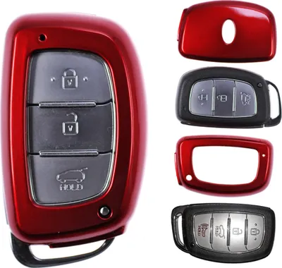 Produktbild von Auto Schlüssel Kunststoff Hülle ABS Plastik Schutz Cover Rot kompatibel mit Hyundai Tucson i40 i10 i20 ix35 KEYLESS SMARTKEY