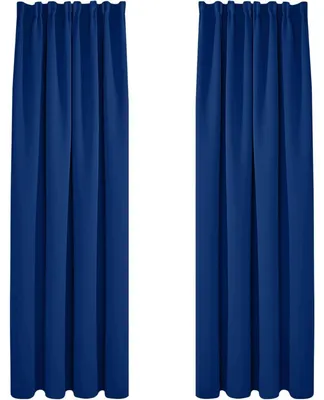 Image de Rideaux occultants à volants, rideaux thermiques, 220x140 cm, bleu roi, lot de 2