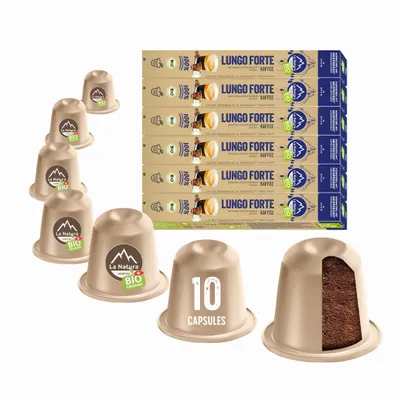 Obrázek produktu pro Café Lungo Forte - 60 kávových kapslí | La Natura Lifestyle Organic 306g| biosourced | kompatibilní s Nespresso®*