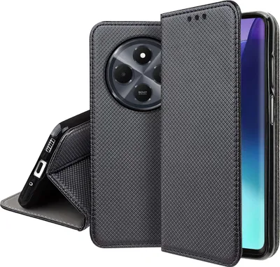 Productafbeelding van Hoesje voor Xiaomi Redmi 14C, SMART MAGNETISCHE HOES met portemonnee + beschermend glas 9H