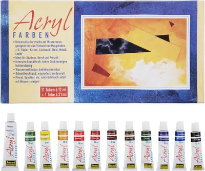 Zdjęcie produktu dla 12 tubek farby akrylowej / zestaw 11x 12ml i 1x 21ml