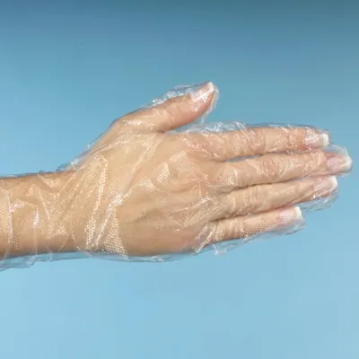 Obrázek produktu pro WORK-INN/-PS 500 „WORK-INN/-PS“ rukavice, PE průhledné, dámské, velikost M | karton s dávkovačem (500 kusů)