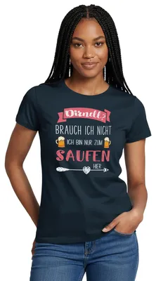 Produktbild von Spreadshirt Ersatz Dirndl | Nur zum Saufen Hier | Bayern Humor Frauen T-Shirt, XXL, Navy
