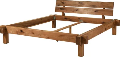 Produktbild von MASSIVMOEBEL24.DE Balkenbett Zerreiche 140x200 tabacco geölt JANGALI #320