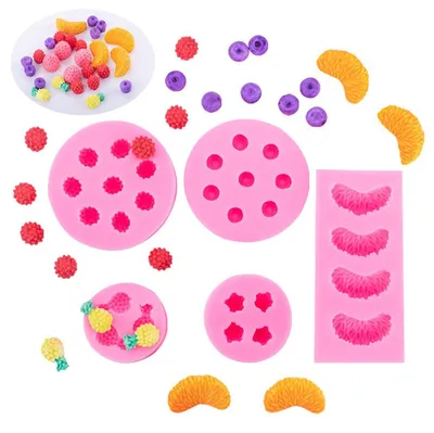 Silikonformen-Set, 5-teilig, Fruchtformen, 3D-Eisformen, Geleeformen