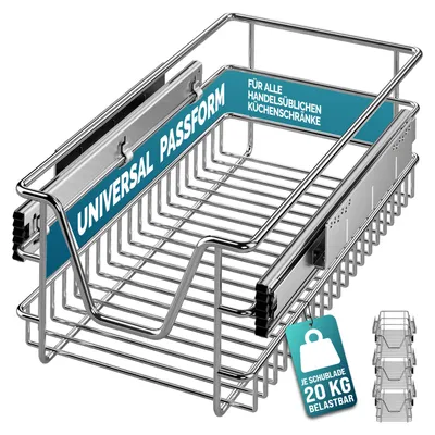Immagine prodotto di CASARIA® 2x Cestello Estraibile Sottolavello 30cm 20kg Cassetto Telescopico Metallo Guide Scorrevoli Cucina Cestelli Cucina Cassetti Estraibili