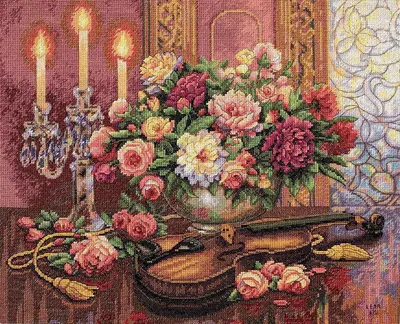 Produktbild von Florale Romantic Kreuzstich Komplettpackung ohne Rahmen