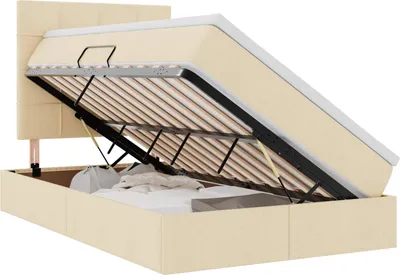 Produktbild von vidaXL Aufbewahrungsbett mit Matratze Creme 120 x 190 cm Stoff