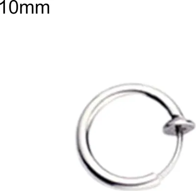 Produktbild von 1-teiliger, cooler Uni-Ohrring, rund, nicht ohrdurchdringend, Creolen-Ohrring-Clip für den täglichen Gebrauch-Silber,10mm