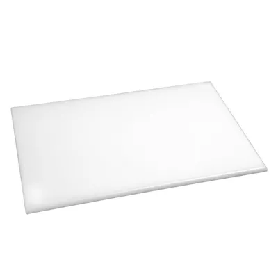 A white cutting board is shown against a white background.