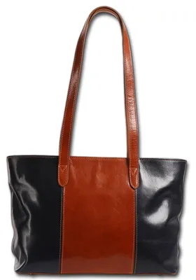 Produktbild von Toscanto Damen Schultertasche Leder Tasche dunkelblau braun D3OTT879SB6