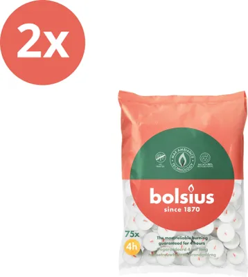 Obrázok produktu pre Bolsius - Čajové sviečky - 75 kusov v balení - Vrecko - Hodnotné balenie - 150 kusov - 2 balenia