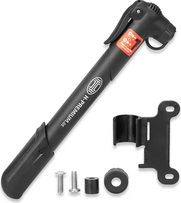 Produktbild von HEYNER® Luftpumpe  mit 8 bar kompakte Fahrradpumpe mit tauschbarem Ventil und Halterung Rahmenpumpe