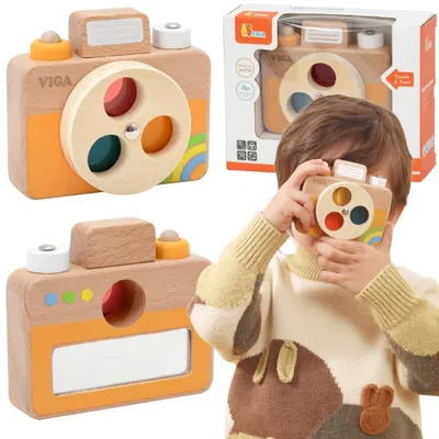 Productafbeelding van Viga Houten Camera - Kleuren en geluid
