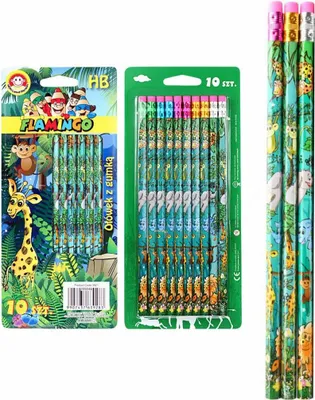 Image de Crayons d'école HB Safari 10 pcs FLAMINGO