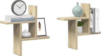 Productafbeelding van Maison Exclusive - Wandplanken, 2 stuks, Sonoma-eikenhout, 38x12x38 cm, houtvezel