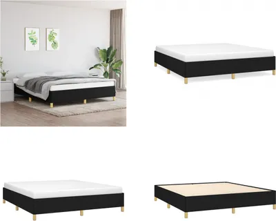 Produktbild von vidaXL Boxspringbett Schwarz 160x200 cm Stoff - Boxspringbett - Boxspringbetten - Bett - Schlafzimmermöbel