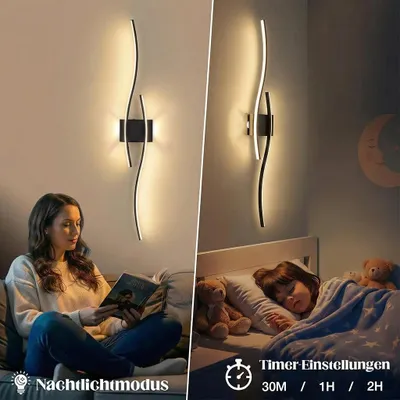 Produktbild von LED Wandleuchte Innen Modern Dimmbar 3 Farbtemperaturen Wiederaufladbar Wandlampe mit Fernbedienung