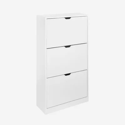Produktbild von sweeek - Schuhschrank Holzdekor 3 Schubladen - Weiß
