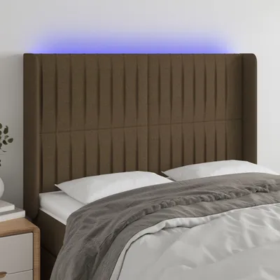 Produktbild von The Living Store LED Kopfteil Dunkelbraun 147x16x118/128 cm Stoff