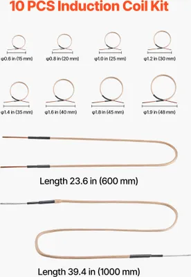 Produktbild von SucceBuy 10-tlg. magnetisches Induktionsheizspulen-Set, vielseitige Heizspulen mit Flexibilität und langer Haltbarkeit, ideal zum Lösen von rostigen Schrauben und Muttern, enthält 8 Spulen, 1 U-förmige Spule und 1 formbare Spule