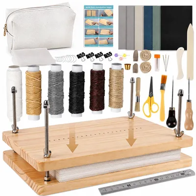 Buchbindewerkzeug-Set mit Holzpresse, 28-teilig, DIY