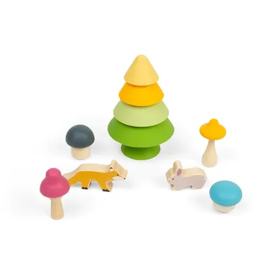 Produktbild von BigJigs Stapelspielzeug Waldfreunde nachhaltiges SilikonHolz