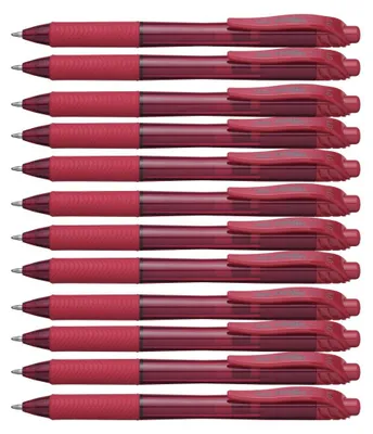 Image de Pentel Energel X BL110 Stylo Roller Gel Rétractable Pointe 1.0 Mm Rouge Boîte De 12 Pcs