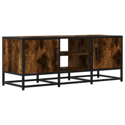 Zdjęcie produktu dla vidaXL Szafka pod TV dąb wędzony 100x35x41 cm materiał drewnopochodny i metal