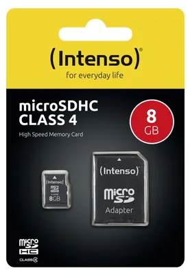 Produktbild von Intenso 8 GB microSDHC Karte Class 4 inkl. SD-Adapter