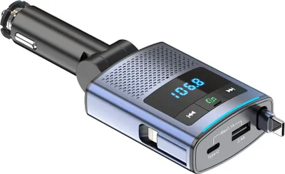 Productafbeelding van ZELURXX 65W PD Autolader met Bluetooth en FM-zender, BC99 Autolader, Type-C, snelladen, MP3-speler, 12-24V, geschikt voor laptops, universeel