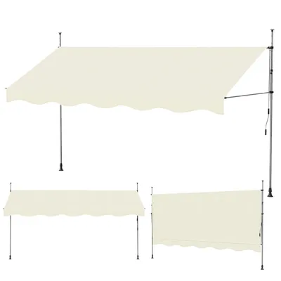 Produktbild von 400x120cm Klemmmarkise Einziehbar Balkonmarkise mit Handkurbel Balkon Markise Sonnenschutz ohne Bohren Höhenverstellbar,Beige