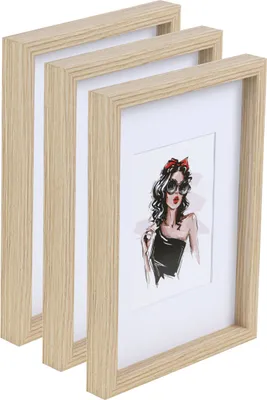 Produktbild von 3er 5er Set Holz Bilderrahmen Bilder Foto Rahmen Fotorahmen Wanddeko Collage Poster HR-15 - Farbe: 3er Pack Natur | Format: 30x45