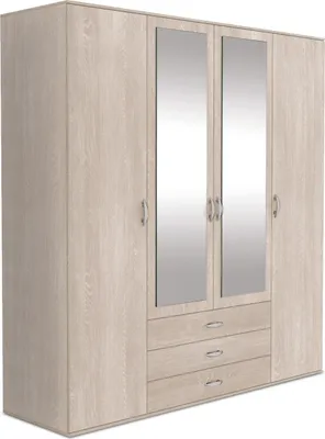 Produktbild von BETTSO Kleiderschrank mit Spiegel mit Kleiderstange für Schlafzimmer Kinderzimmer oder Wohnzimmer SYRIUSZ 200 Sonoma